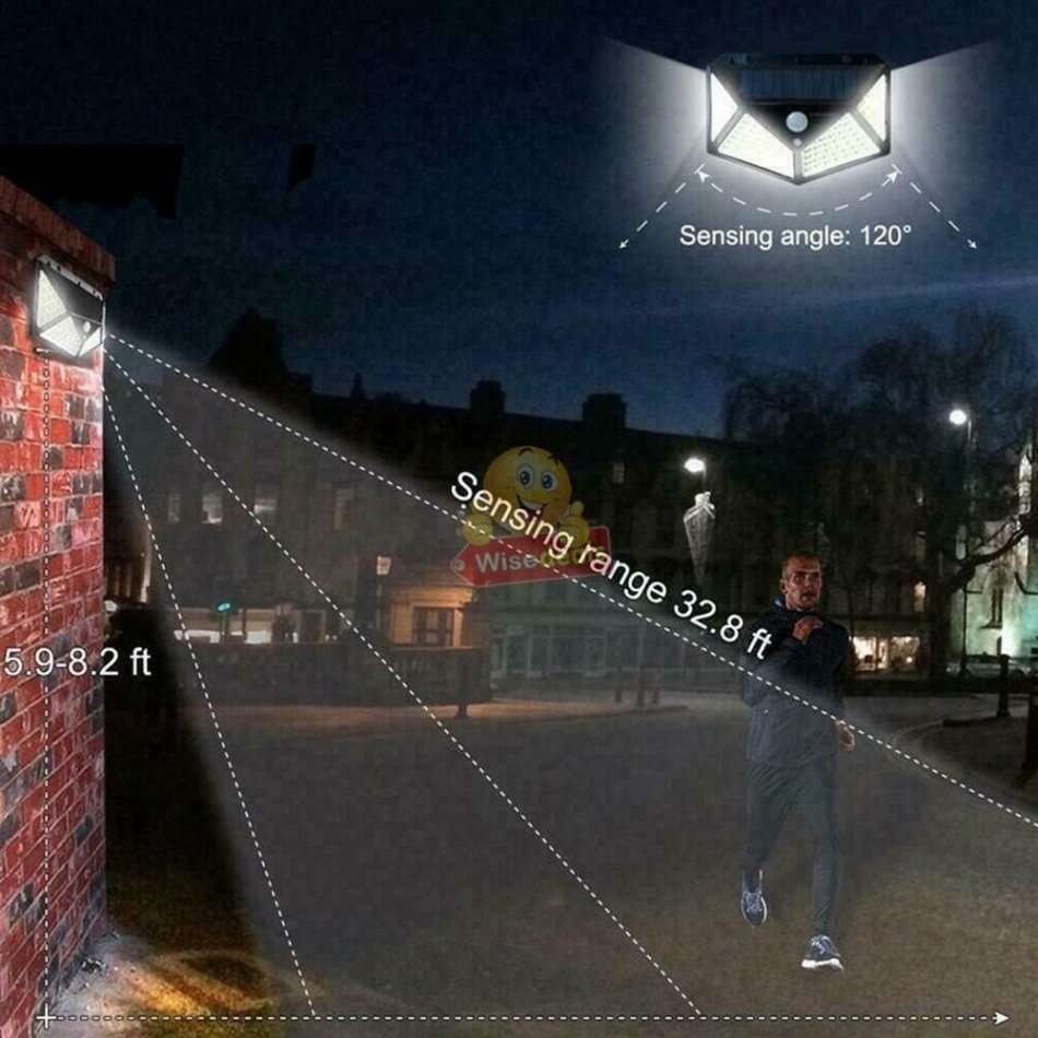 Super Bright 100 LED COB Solar Wall Light with 3 Modes, 600 Lumens, 270°, Waterproof etc