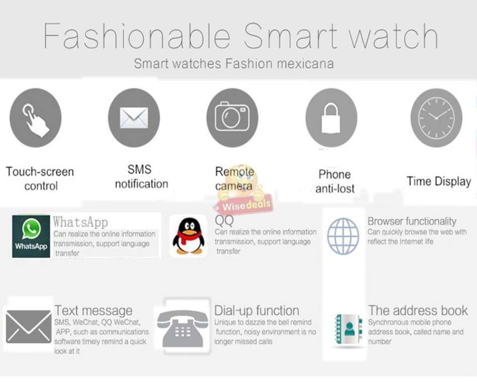 New Fashion Sport Smart Watch  Support Sim & SD Card, Touch Screen, Bluetooth, Camera, Audio, Video