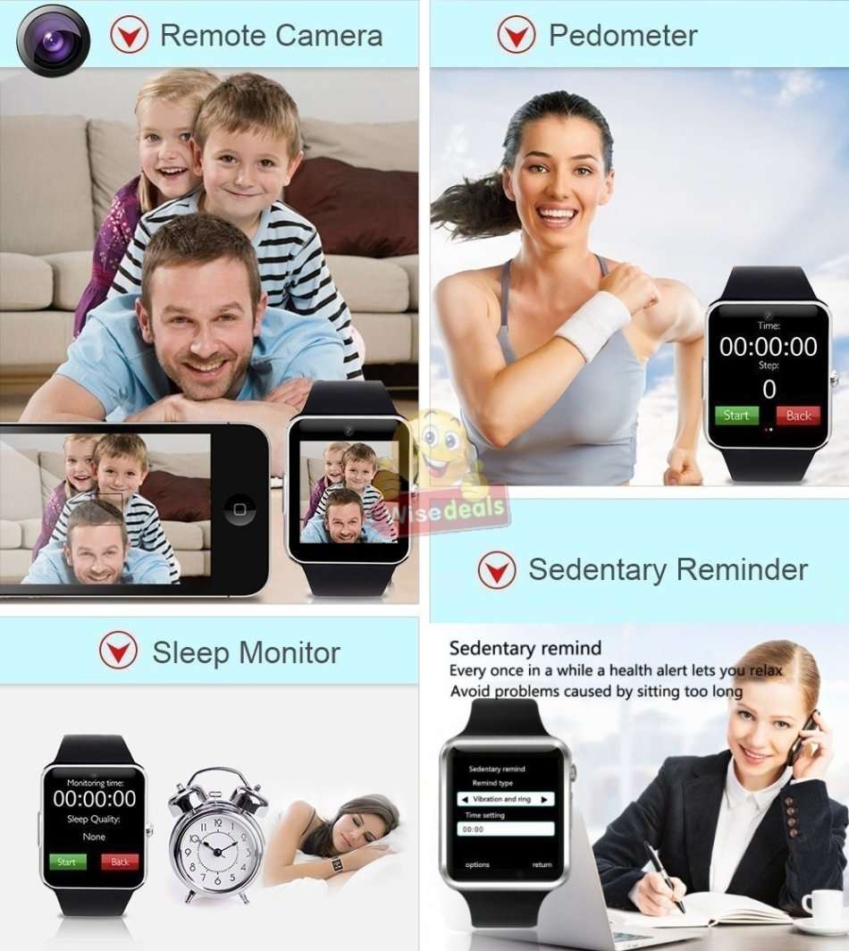 New Fashion Sport Smart Watch  Support Sim & SD Card, Touch Screen, Bluetooth, Camera, Audio, Video