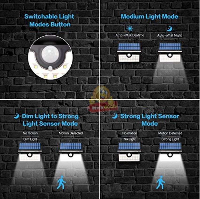 NEW Super Bright Foldable SOLAR Wall Light with 3 Lightening Modes, 34 LEDs, Portable, Adjustable