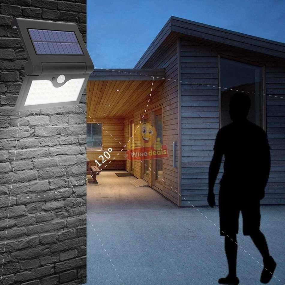 NEW Super Bright Foldable SOLAR Wall Light with 3 Lightening Modes, 34 LEDs, Portable, Adjustable