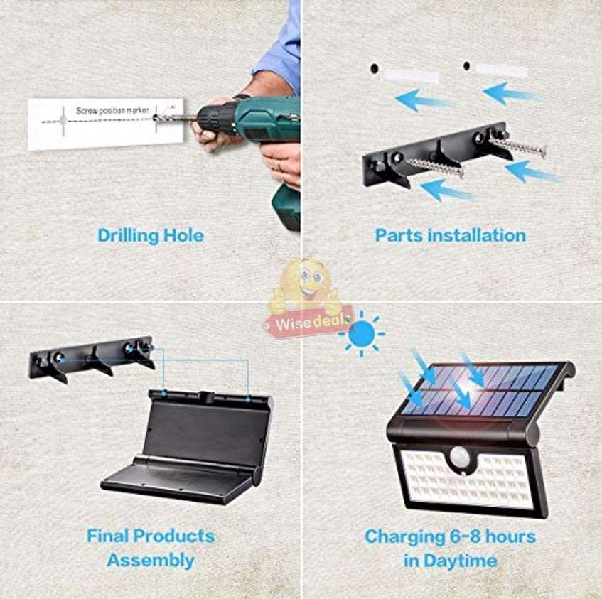 NEW Super Bright Foldable SOLAR Wall Light with 3 Lightening Modes, 34 LEDs, Portable, Adjustable