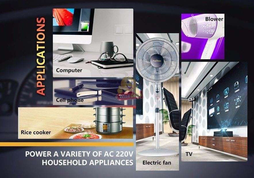 Solar Power Inverter - 1500W Constant Power & 3000W Surge Power, Convert 12V DC to 220V AC