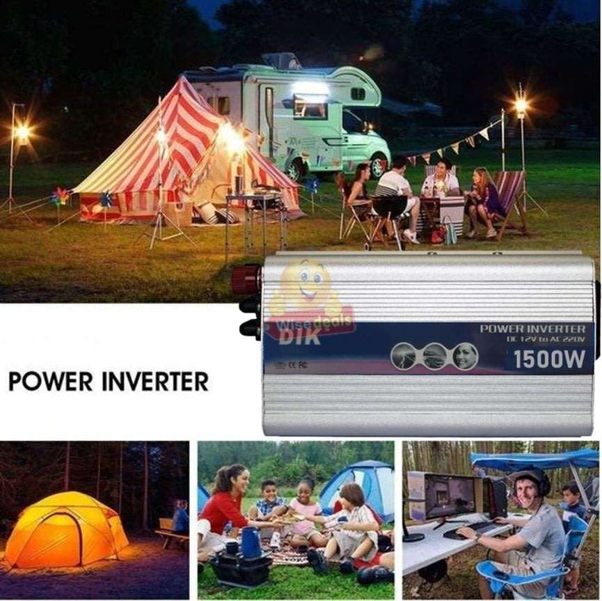 Solar Power Inverter - 1500W Constant Power & 3000W Surge Power, Convert 12V DC to 220V AC