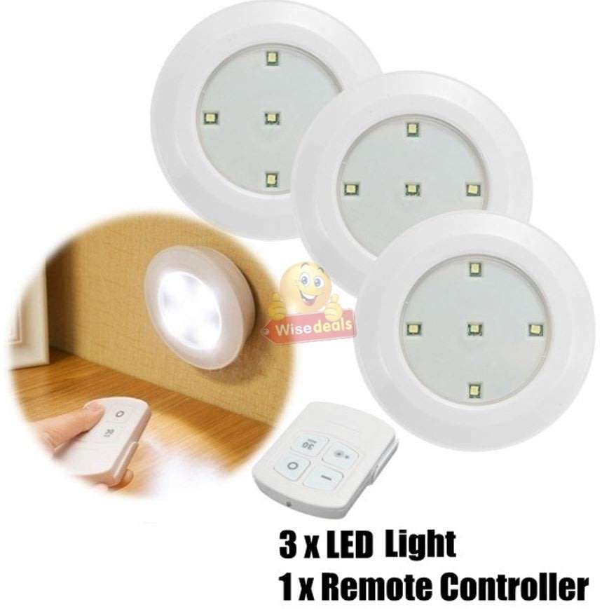 3 Piece Wireless, Adjustable, Multi-fnctional COB LED Light Set with Remote, Dimmer Control & Timer