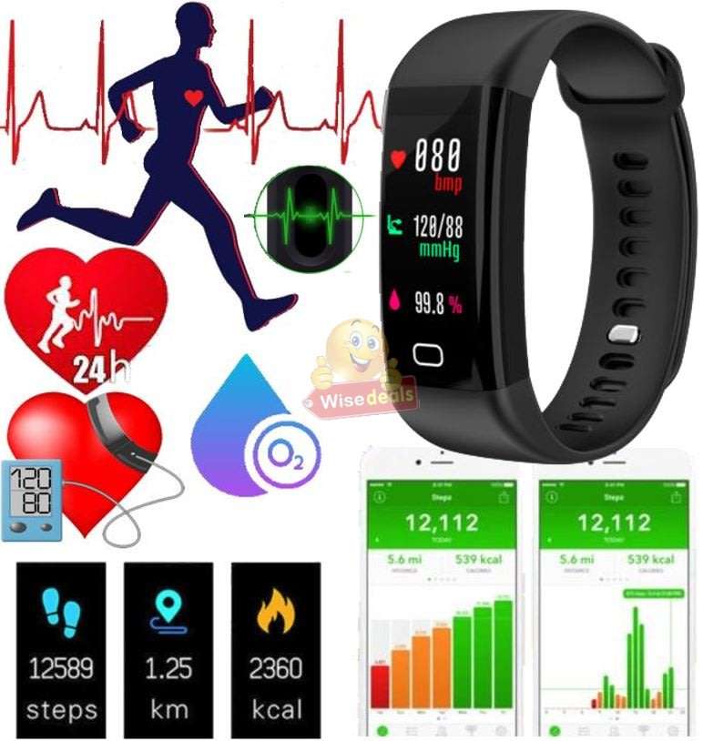 Bluetooth Fitness Smart Watch - Monitor Heart Rate, Blood Pressure, Blood Oxygen, Calorie, Distance