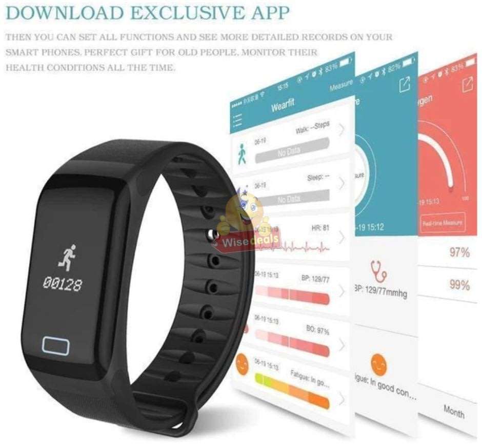 Bluetooth Fitness Smart Watch - Monitor Heart Rate, Blood Pressure, Blood Oxygen, Calorie, Distance