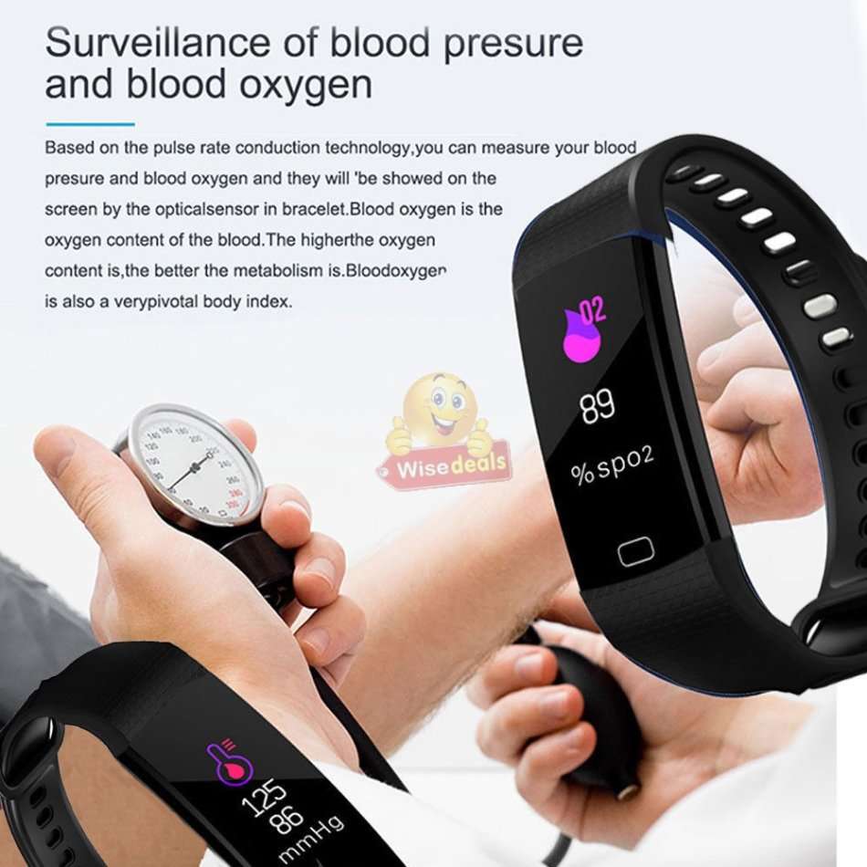 Bluetooth Fitness Smart Watch - Monitor Heart Rate, Blood Pressure, Blood Oxygen, Calorie, Distance