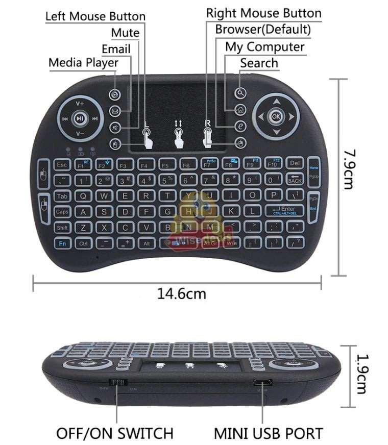 2.4GHz Wireless Keyboard with Touchpad with 360° Flip Design, Backlights, 92 Keys etc.