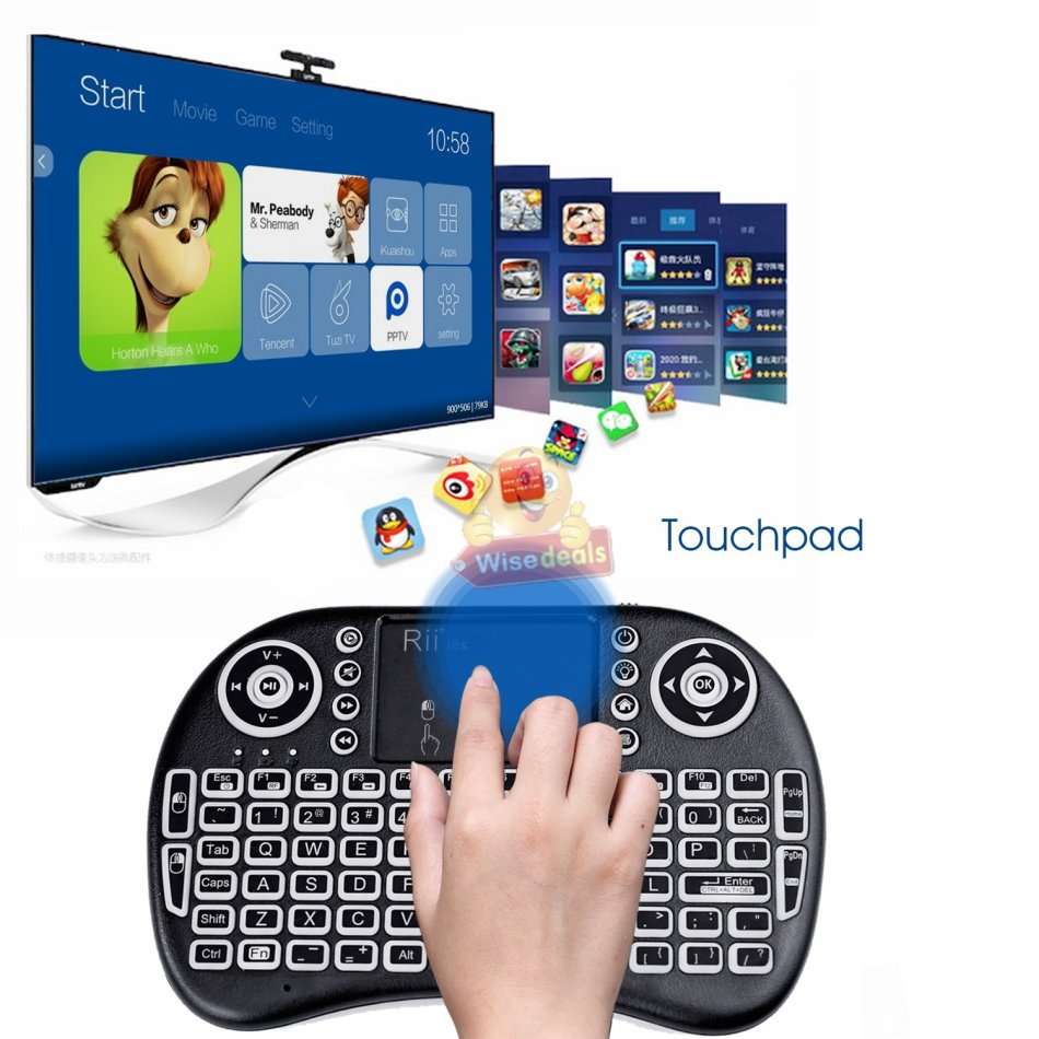 2.4GHz Wireless Keyboard with Touchpad with 360° Flip Design, Backlights, 92 Keys etc.
