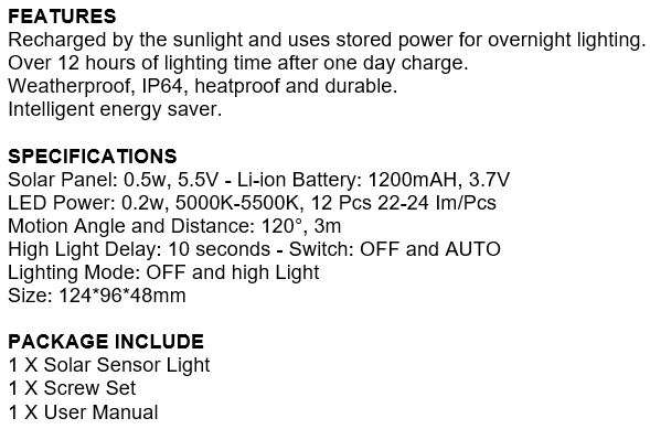 Super Bright COB LED SOLAR Flood Light, Motion Sensor, waterproof, durable, Intelligent Energy Saver