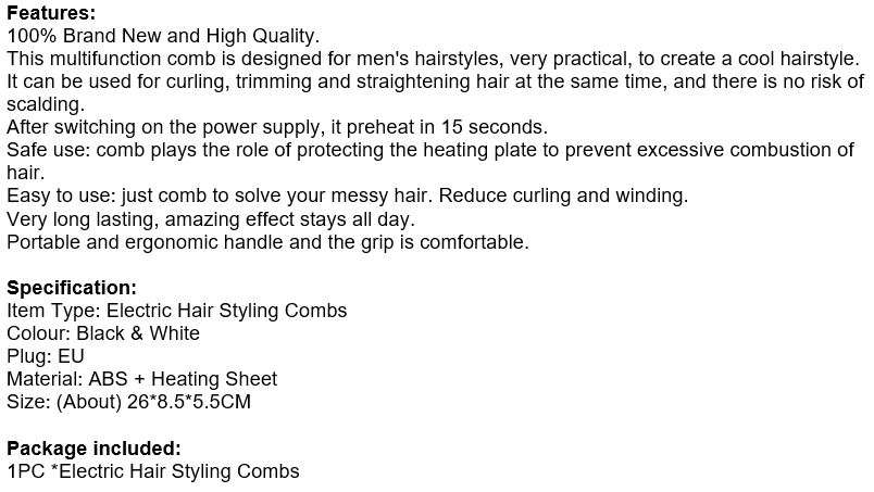 Modelling Comb for curling, trimming and straightening, tidy beards in seconds