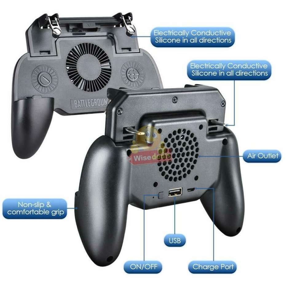 4-IN1 Mobile Game Controller, Works as Gamepad, Gaming Trigger, Phone Charging & Cooling Fan
