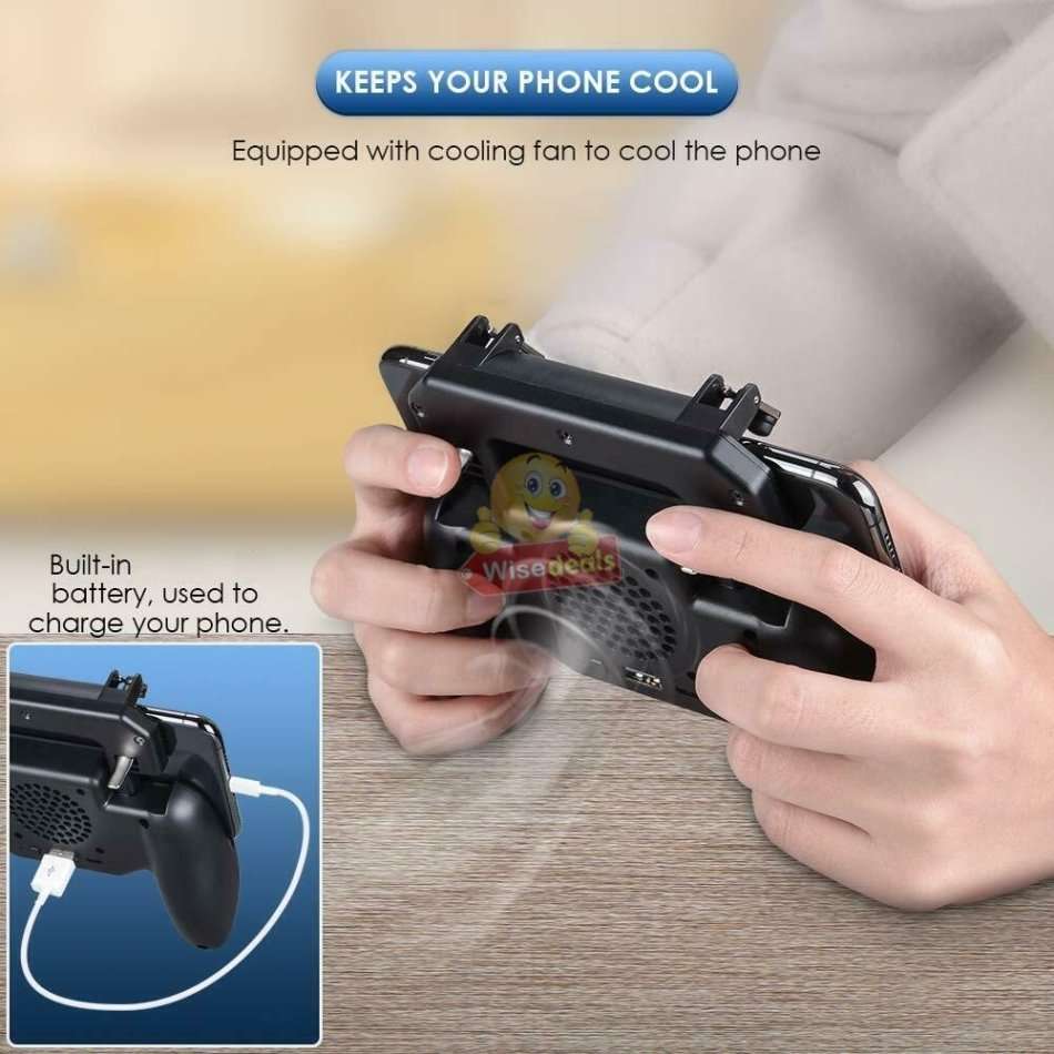 4-IN1 Mobile Game Controller, Works as Gamepad, Gaming Trigger, Phone Charging & Cooling Fan