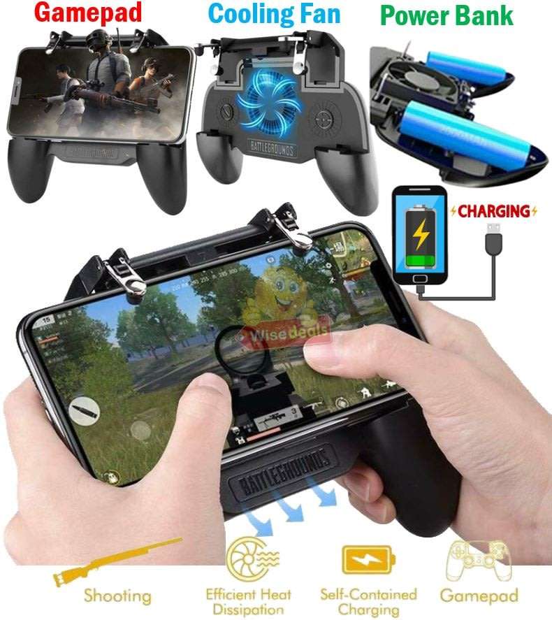 4-IN1 Mobile Game Controller, Works as Gamepad, Gaming Trigger, Phone Charging & Cooling Fan