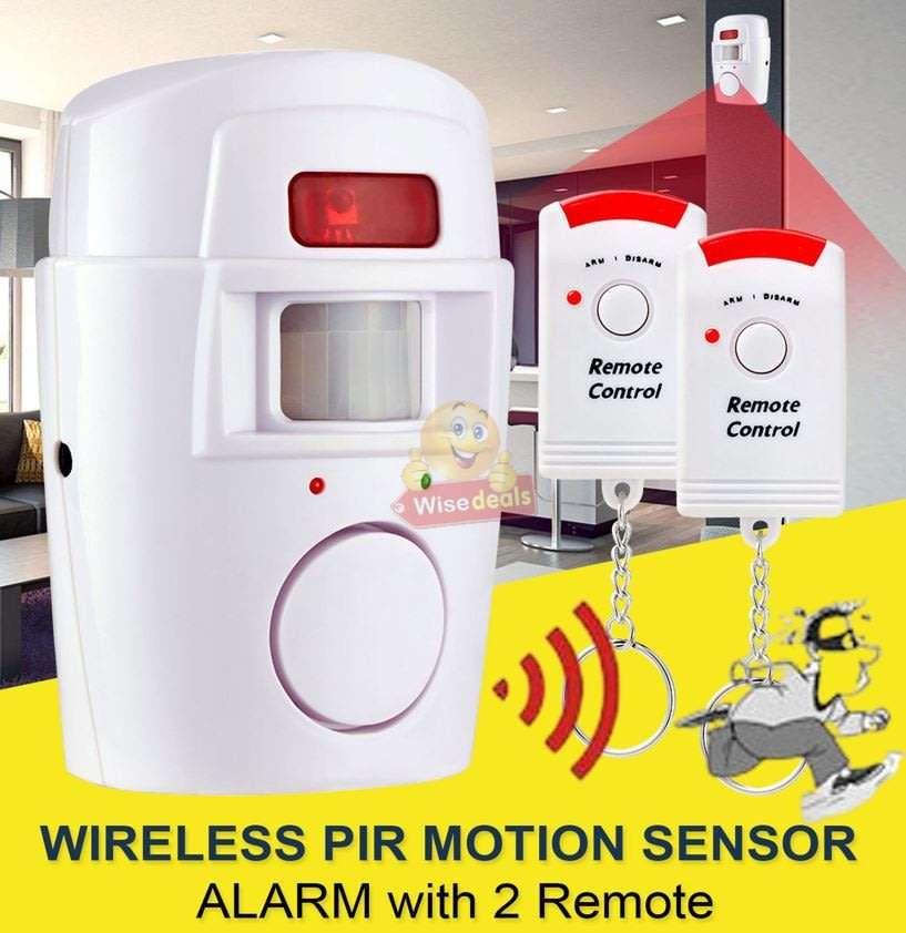 Wireless PIR Motion Sensor Alarm With 2 Remotes and Mount Bracket, Secure your Home