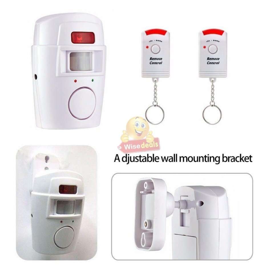 Wireless PIR Motion Sensor Alarm With 2 Remotes and Mount Bracket, Secure your Home