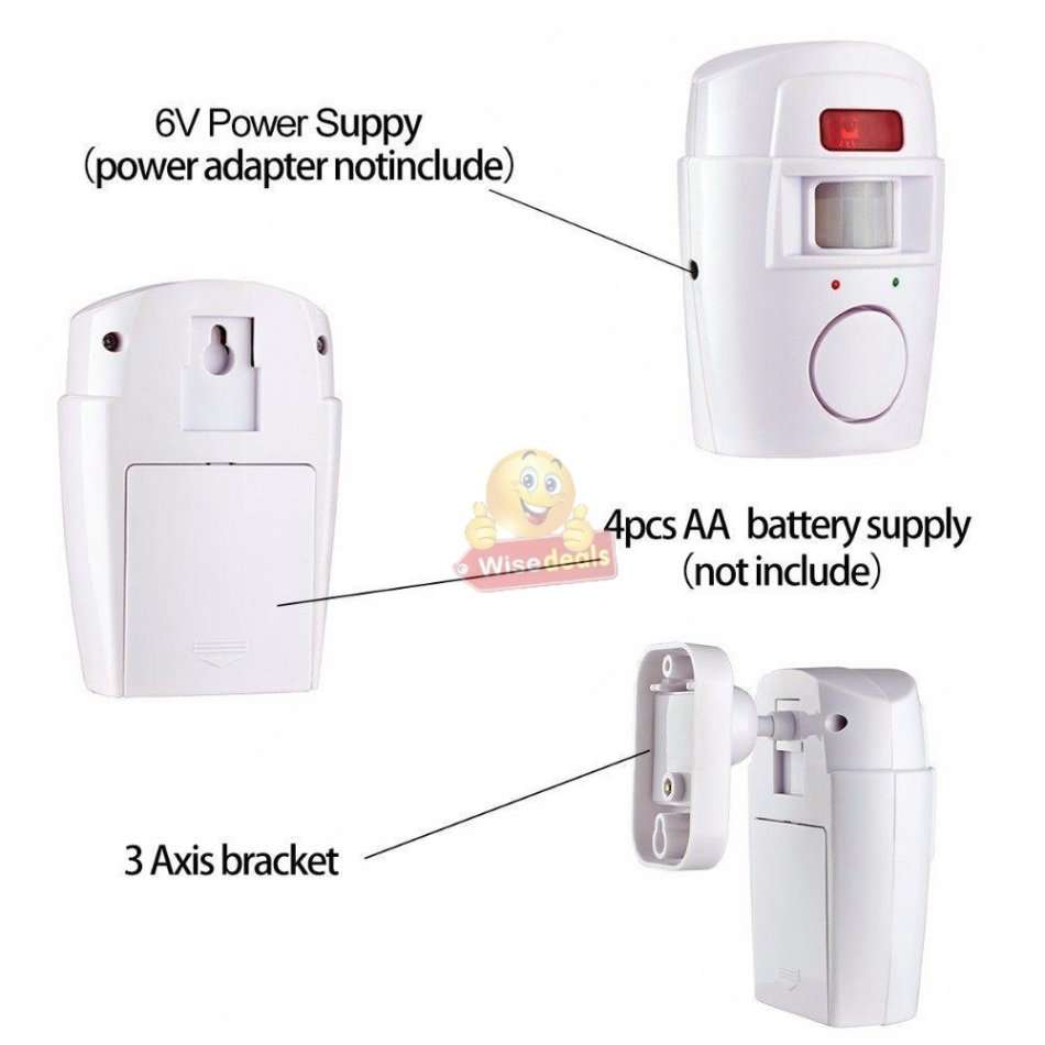 Wireless PIR Motion Sensor Alarm With 2 Remotes and Mount Bracket, Secure your Home