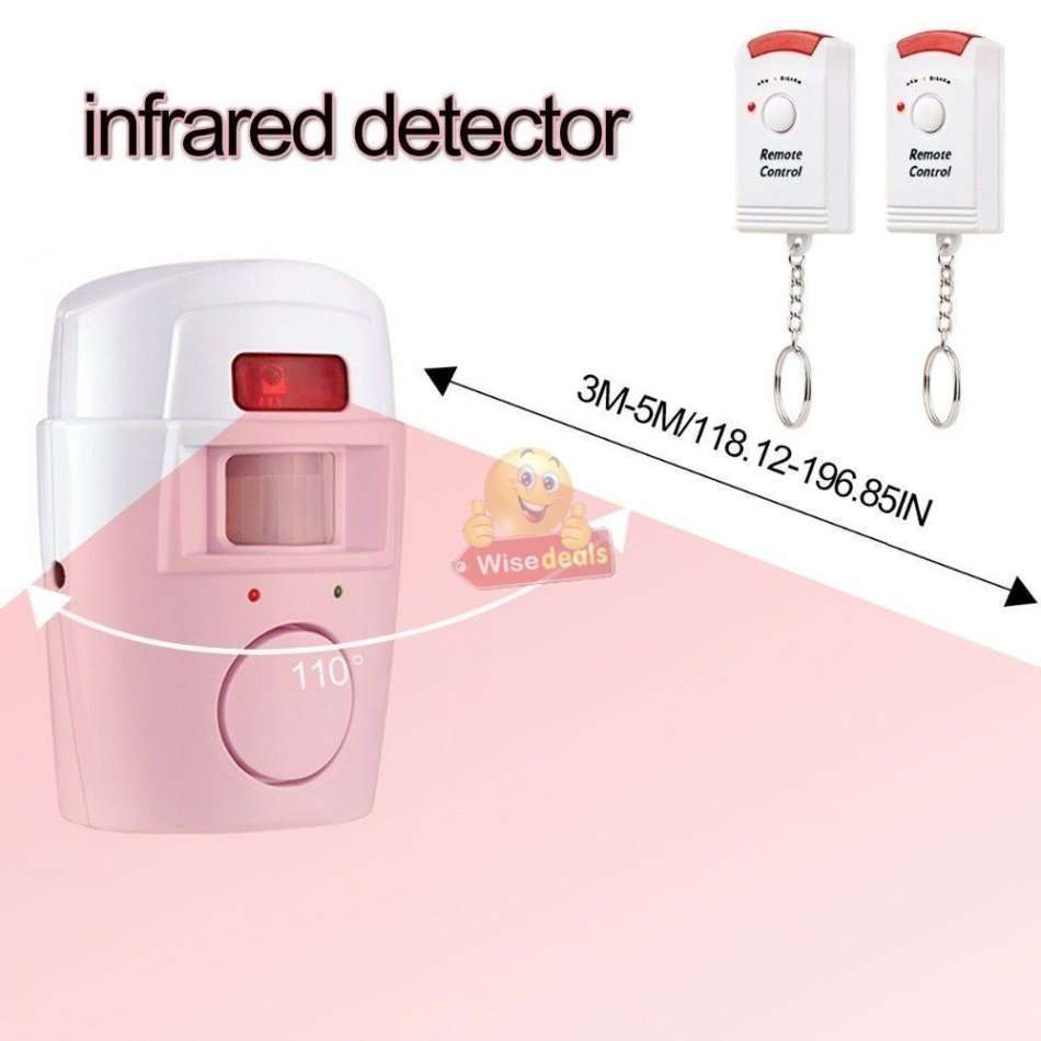 Wireless PIR Motion Sensor Alarm With 2 Remotes and Mount Bracket, Secure your Home