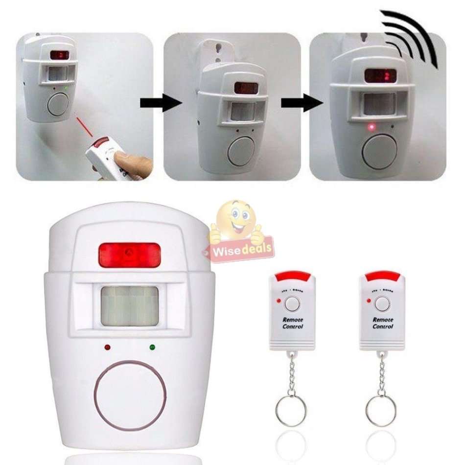 Wireless PIR Motion Sensor Alarm With 2 Remotes and Mount Bracket, Secure your Home