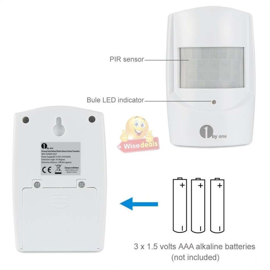 Wireless PIR Motion Sensor Alarm With 2 Remotes and Mount Bracket, Secure your Home