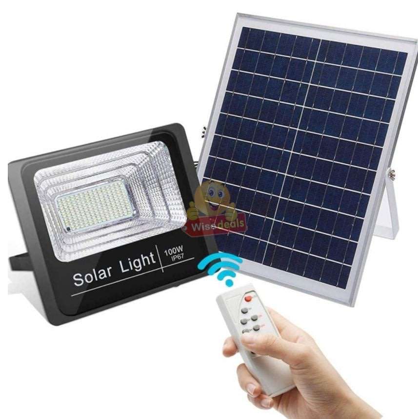 Super Bright 100W Solar Flood Light, Waterproof, Intelligent Light Control, Wireless Remote Control