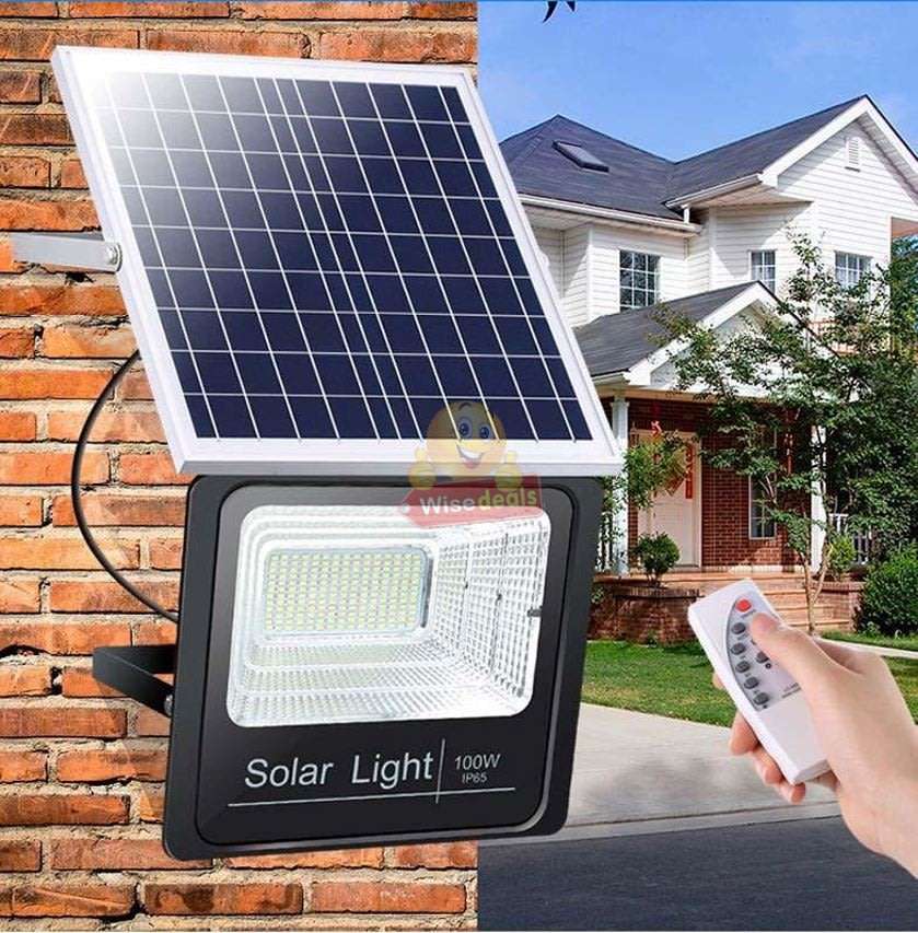 Super Bright 100W Solar Flood Light, Waterproof, Intelligent Light Control, Wireless Remote Control