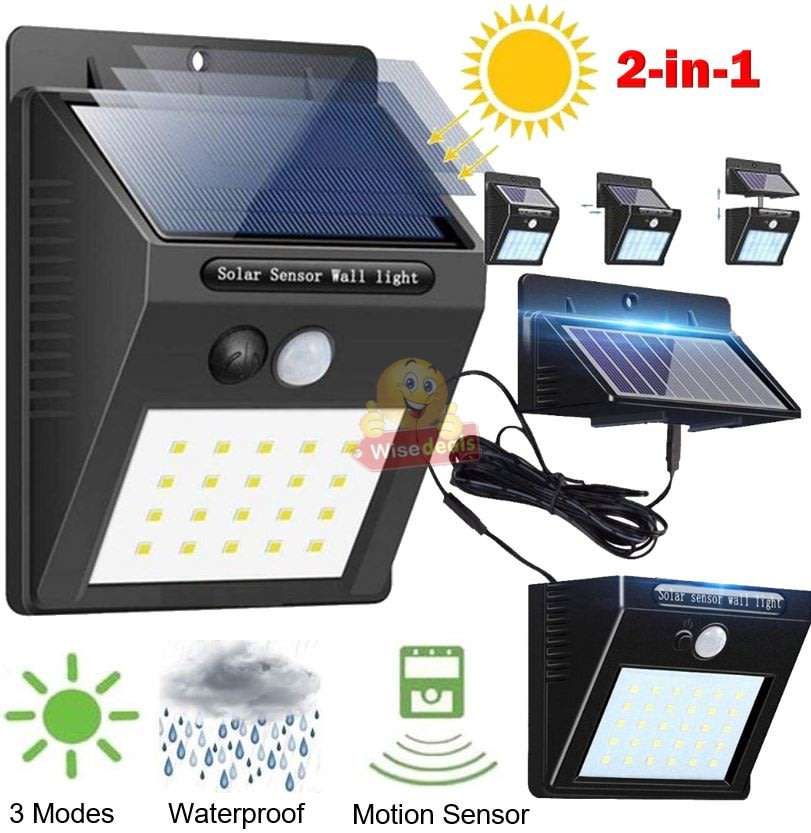 NEW 2-IN-1 SOLAR SPLIT Wall Light with 3 Modes, PIR Motion Sensor, Waterproof & Eco-Friendly