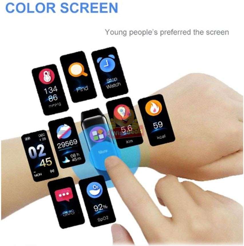 Bluetooth Fitness Smart Watch - Monitor Heart Rate, Blood Pressure, Blood Oxygen, Calorie, Distance