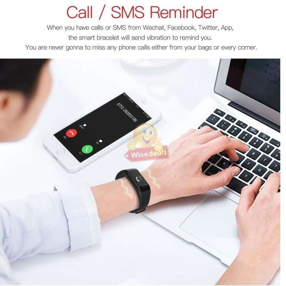 Bluetooth Fitness Smart Watch - Monitor Heart Rate, Blood Pressure, Blood Oxygen, Calorie, Distance