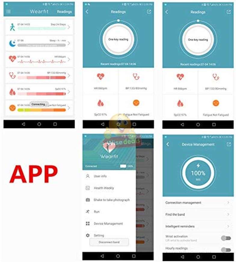 Bluetooth Fitness Smart Watch - Monitor Heart Rate, Blood Pressure, Blood Oxygen, Calorie, Distance