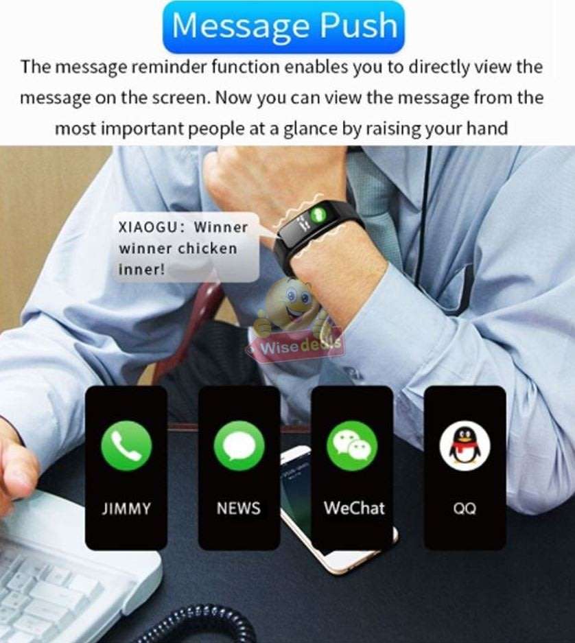 Bluetooth Fitness Smart Watch - Monitor Heart Rate, Blood Pressure, Blood Oxygen, Calorie, Distance