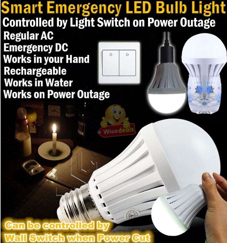 NEW Smart LED Bulb Light, Works on Power cuts, In Water, In your Hand, Regular AC, Emergency DC