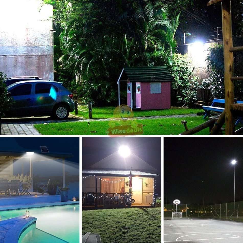 Super Bright 100W Solar Flood Light, Waterproof, Intelligent Light Control, Wireless Remote Control