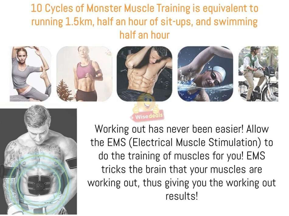 Home Gym - Wireless Electronic EMS 6 Pack Abs Muscle Simulator Kit with 5 modes