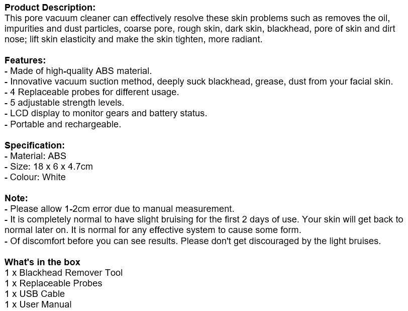 Electric Vacuum Blackhead Remover, Lift skin Elasticity and Make the Skin Tighten, More Radiant