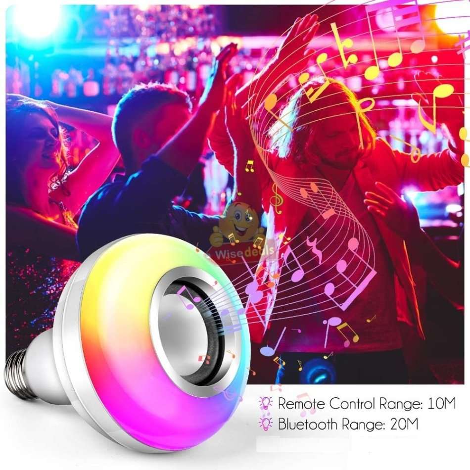 Bluetooth LED Music Bulb Light, RGB 16 Colours with Remote Control, Adjustable volume of Light etc