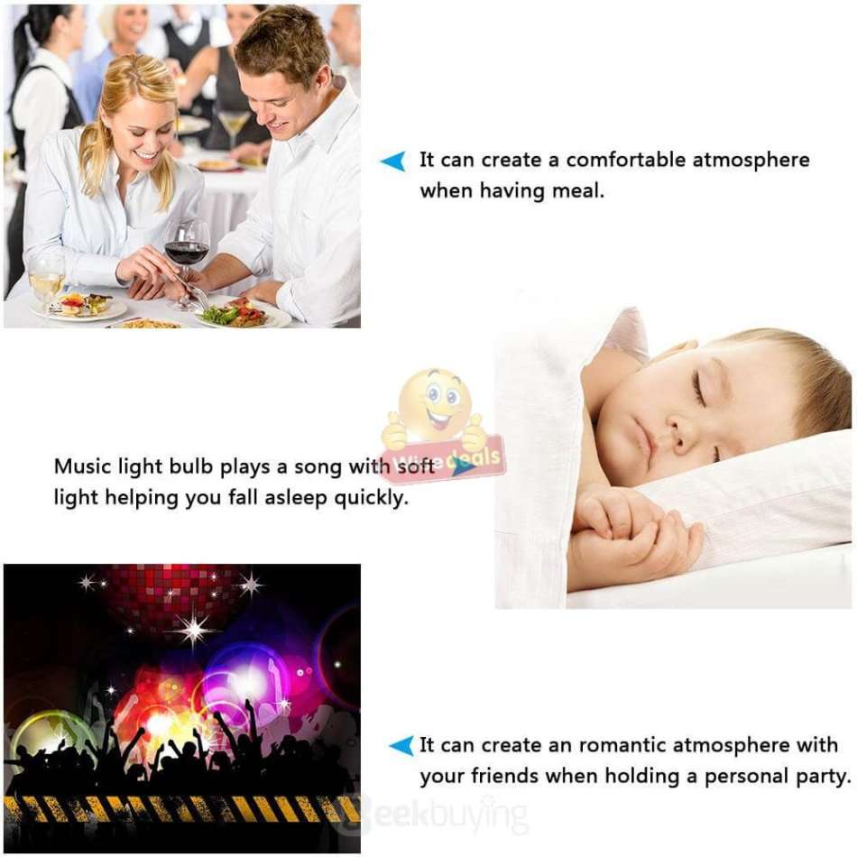 Bluetooth LED Music Bulb Light, RGB 16 Colours with Remote Control, Adjustable volume of Light etc