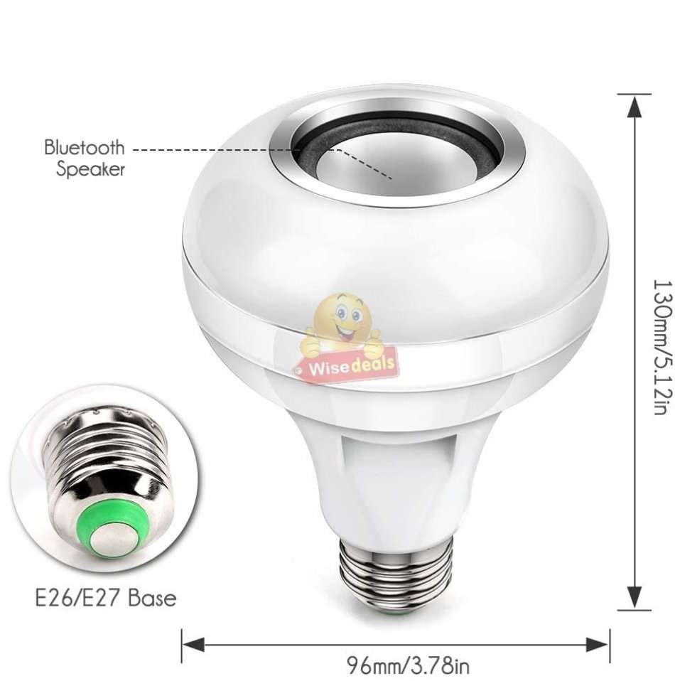 Bluetooth LED Music Bulb Light, RGB 16 Colours with Remote Control, Adjustable volume of Light etc