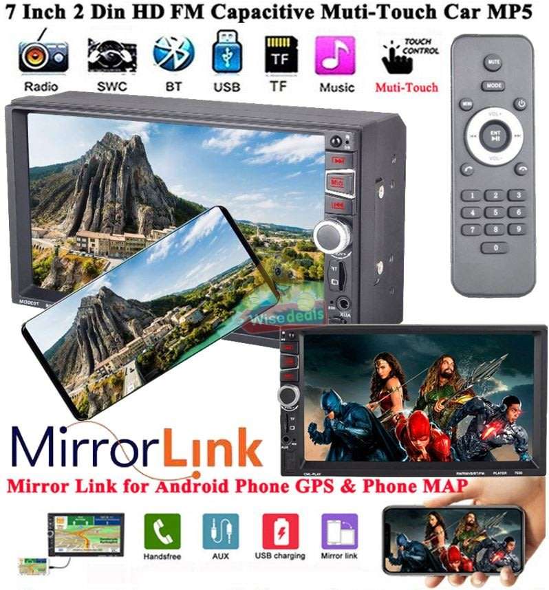 7'' 2Din Car MP5 Bluetooth Stereo FM/TF/USB/AUX Radio Mirror Link for Android GPS