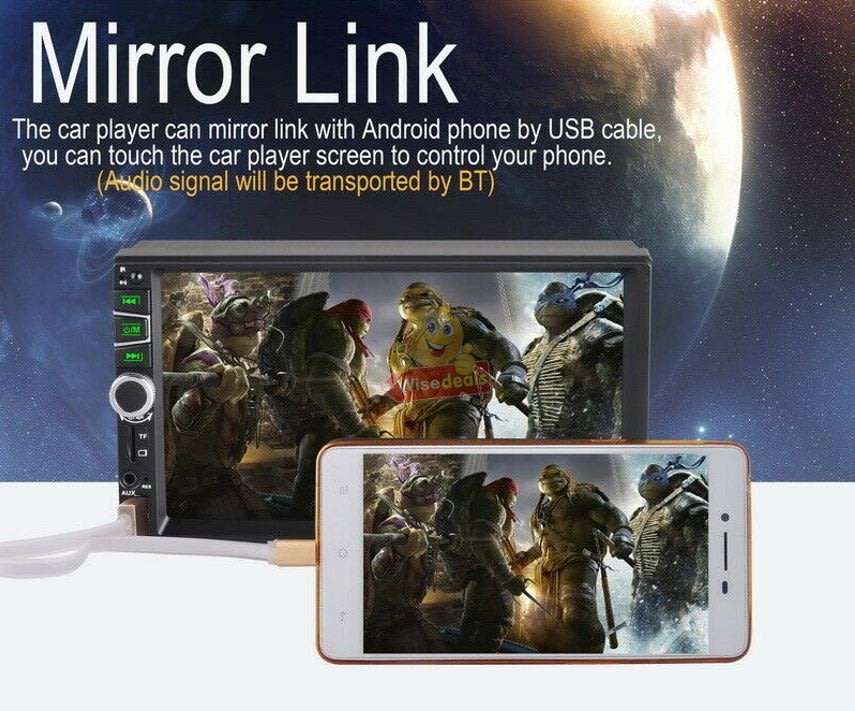 7'' 2Din Car MP5 Bluetooth Stereo FM/TF/USB/AUX Radio Mirror Link for Android GPS