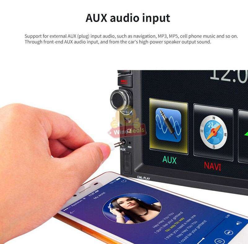 7'' 2Din Car MP5 Bluetooth Stereo FM/TF/USB/AUX Radio Mirror Link for Android GPS