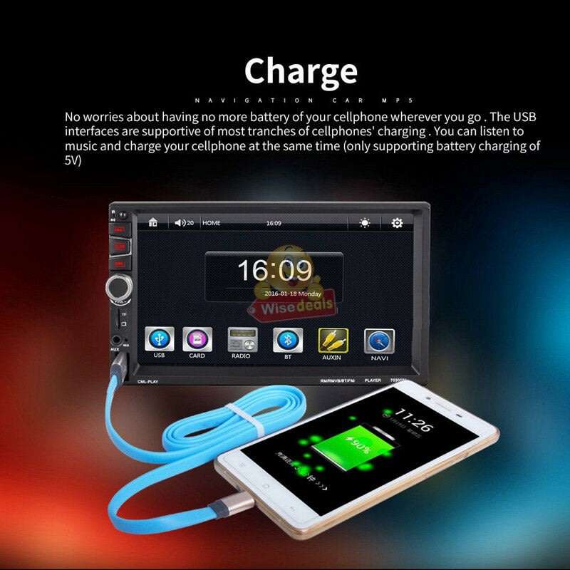 7'' 2Din Car MP5 Bluetooth Stereo FM/TF/USB/AUX Radio Mirror Link for Android GPS