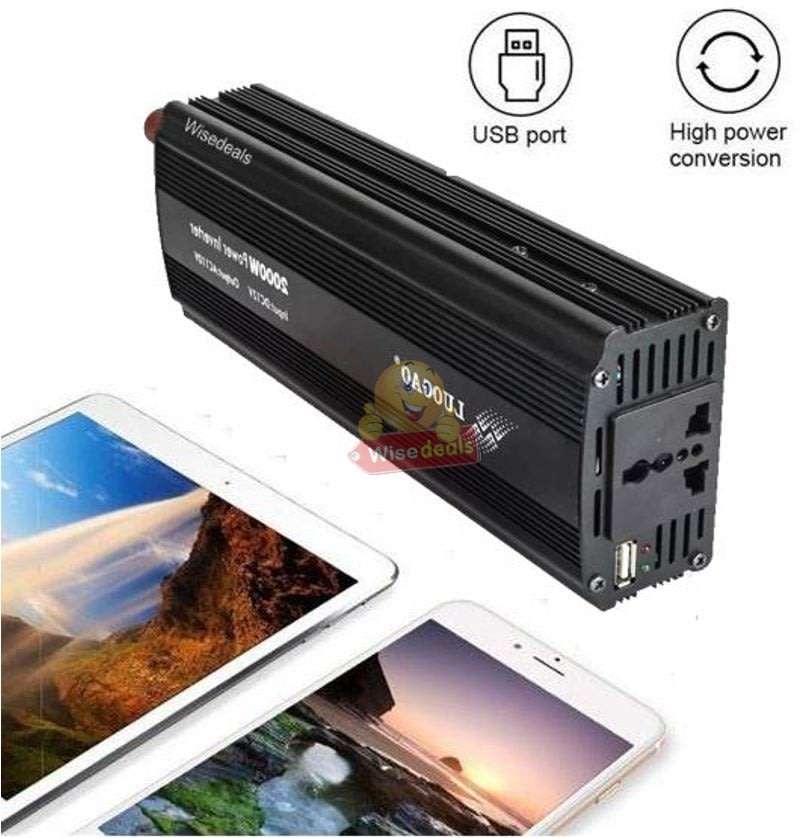 Solar Power Inverter - 2000W Constant Power & 4000W Surge Power, Convert 12V DC to 220V AC
