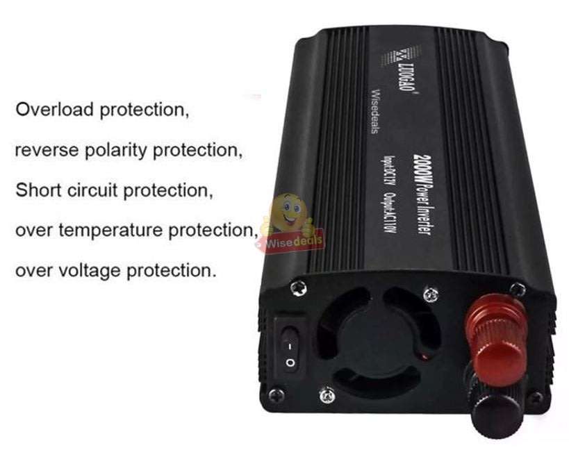 Solar Power Inverter - 2000W Constant Power & 4000W Surge Power, Convert 12V DC to 220V AC