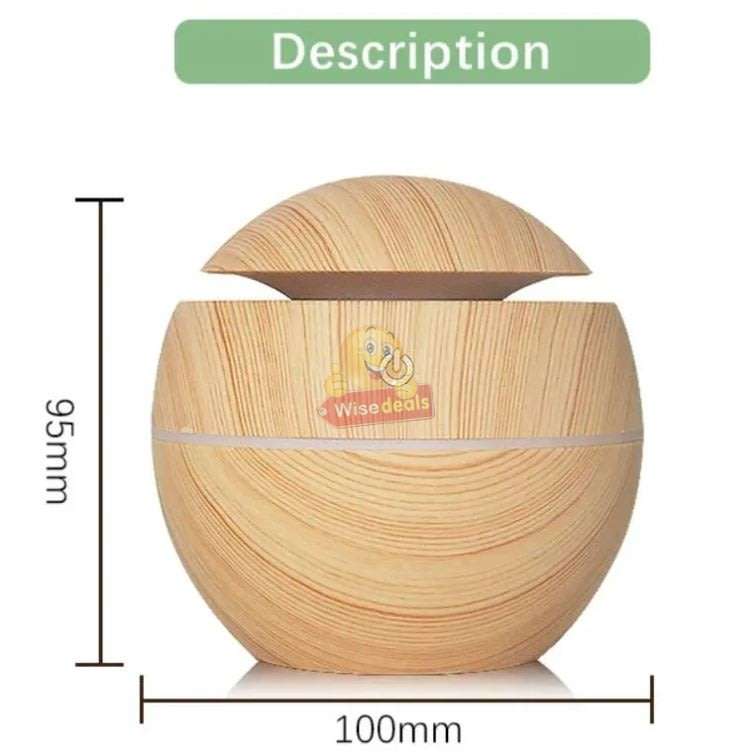 Wood Grain Ultrasonic Aromatherapy Humidifier with USB 7 Colour Changing LED Lights