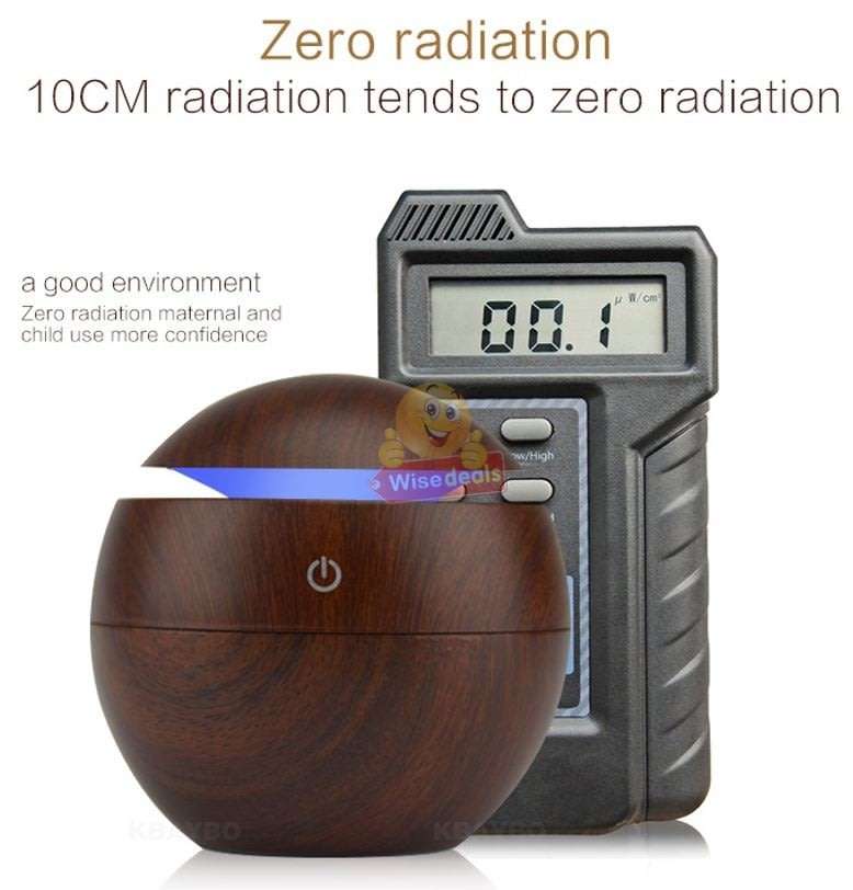Wood Grain Ultrasonic Aromatherapy Humidifier with USB 7 Colour Changing LED Lights