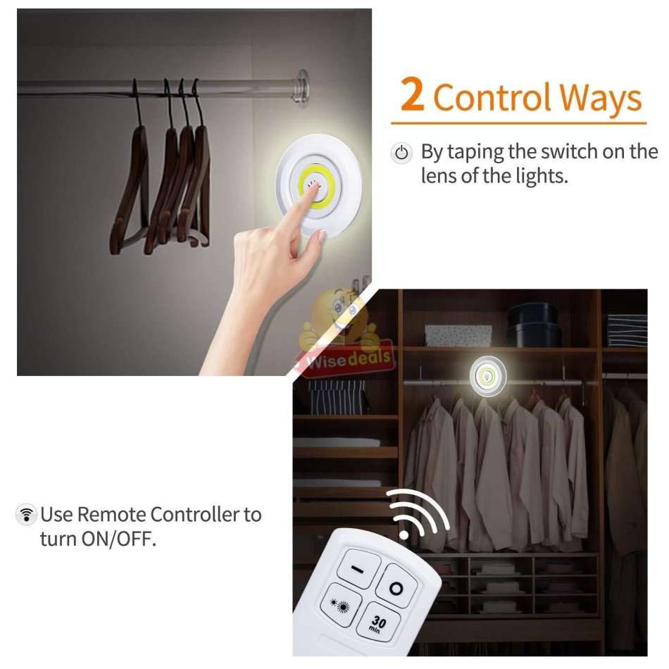 3 Piece Wireless, Adjustable, Multi-fnctional COB LED Light Set with Remote, Dimmer Control & Timer