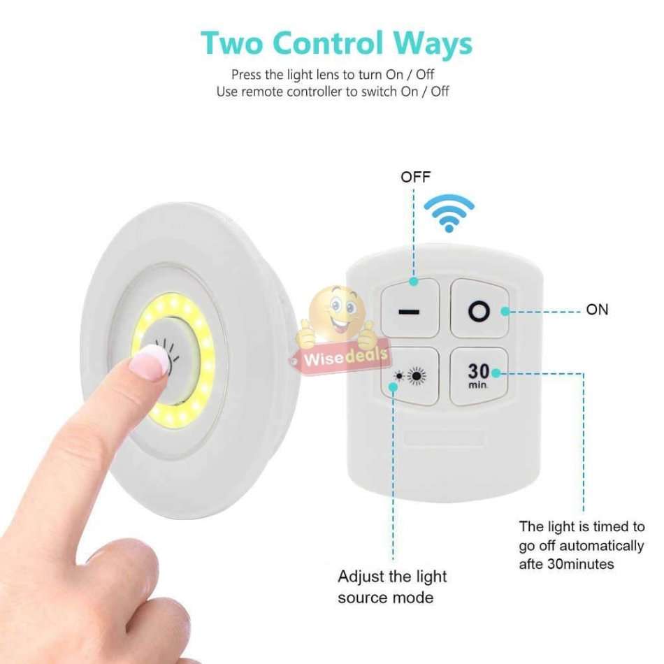 3 Piece Wireless, Adjustable, Multi-fnctional COB LED Light Set with Remote, Dimmer Control & Timer