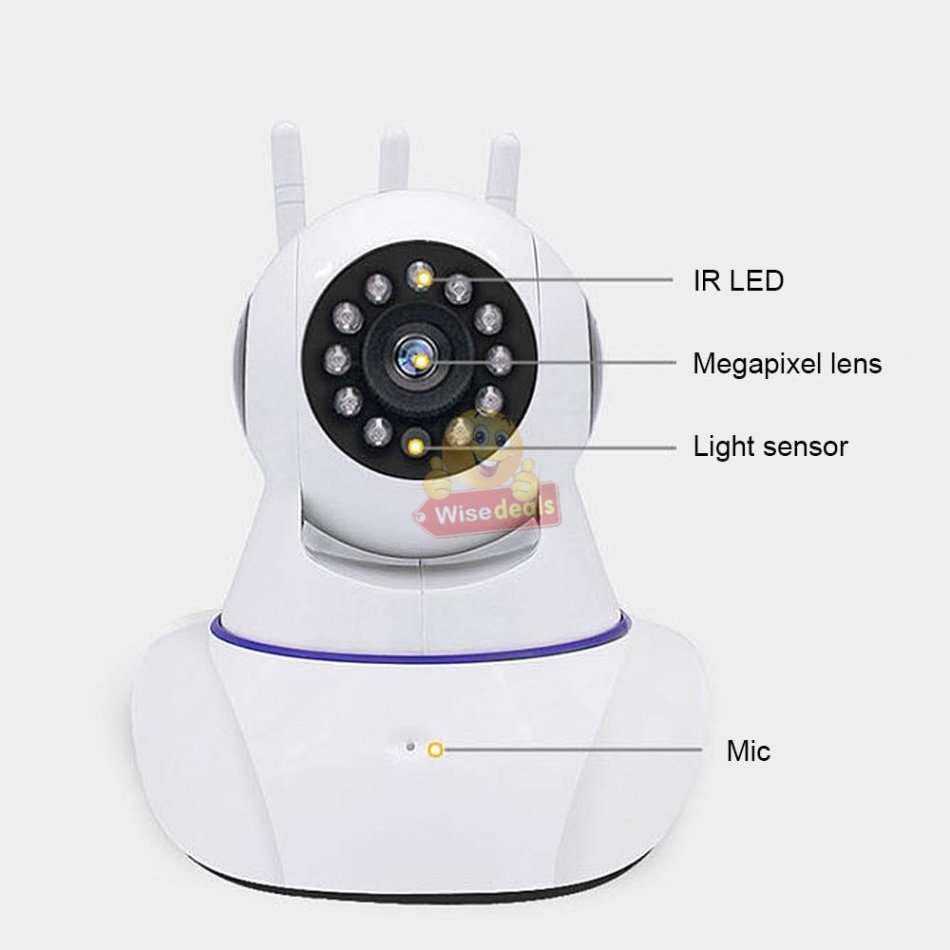 3 Antenna 1080P Wireless WIFI Surveillance IP Camera, Night Vision, Motion Detection, Two-way talk